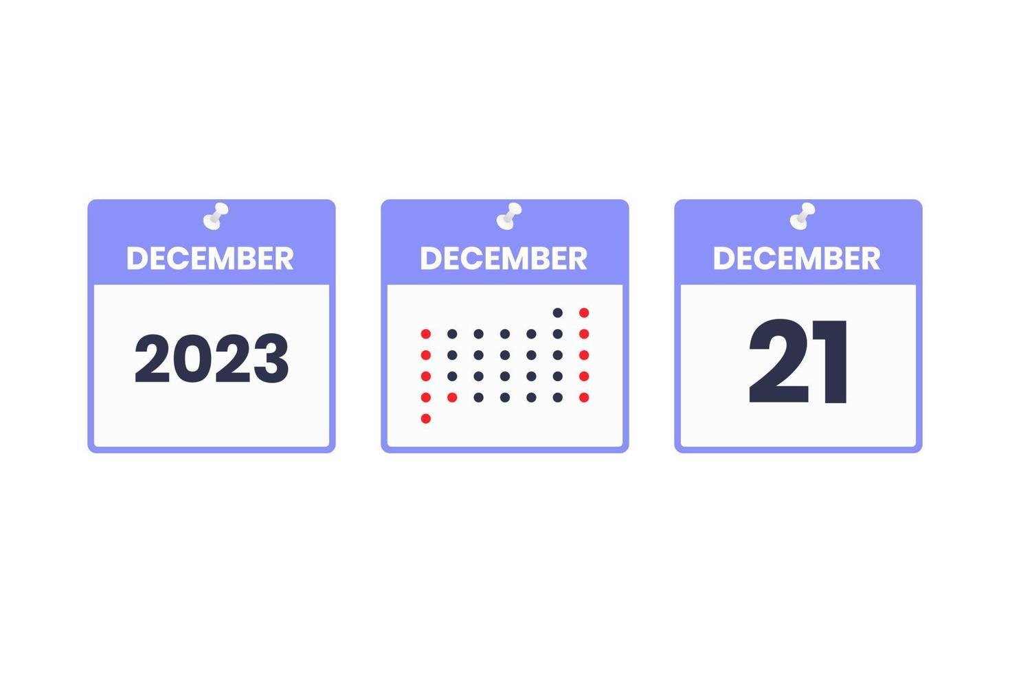 December 21 calendar design icon. 2023 calendar schedule, appointment, important date concept vector