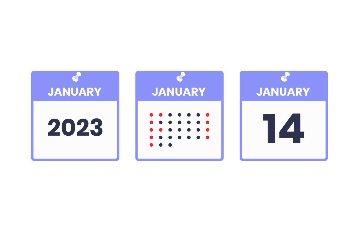 January 14 calendar design icon. 2023 calendar schedule, appointment, important date concept vector