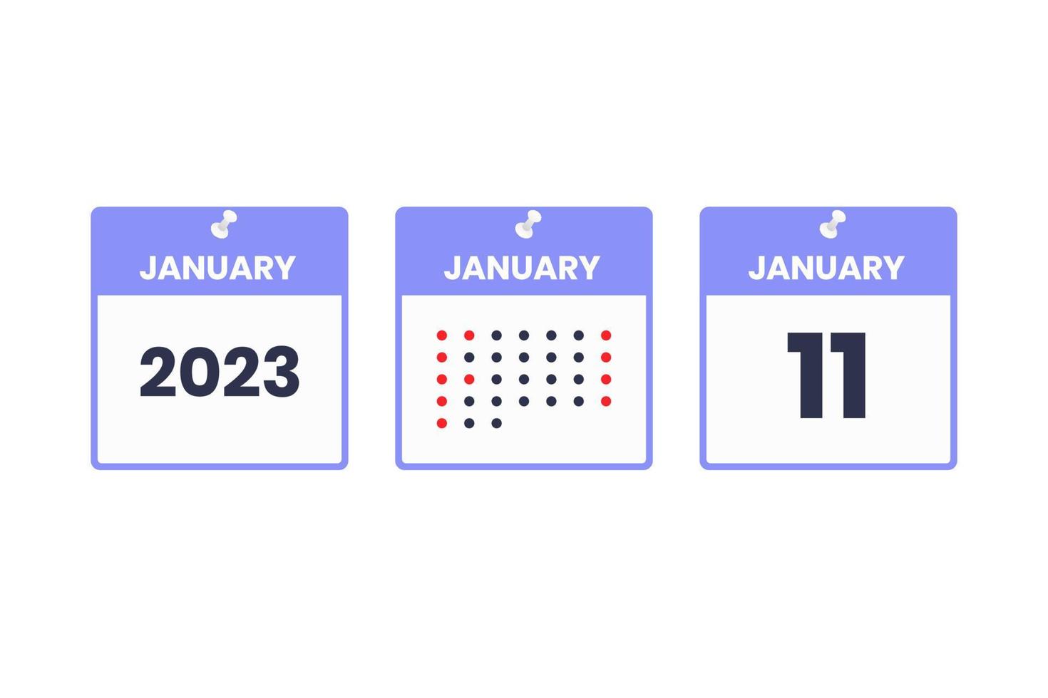 January 11 calendar design icon. 2023 calendar schedule, appointment, important date concept vector