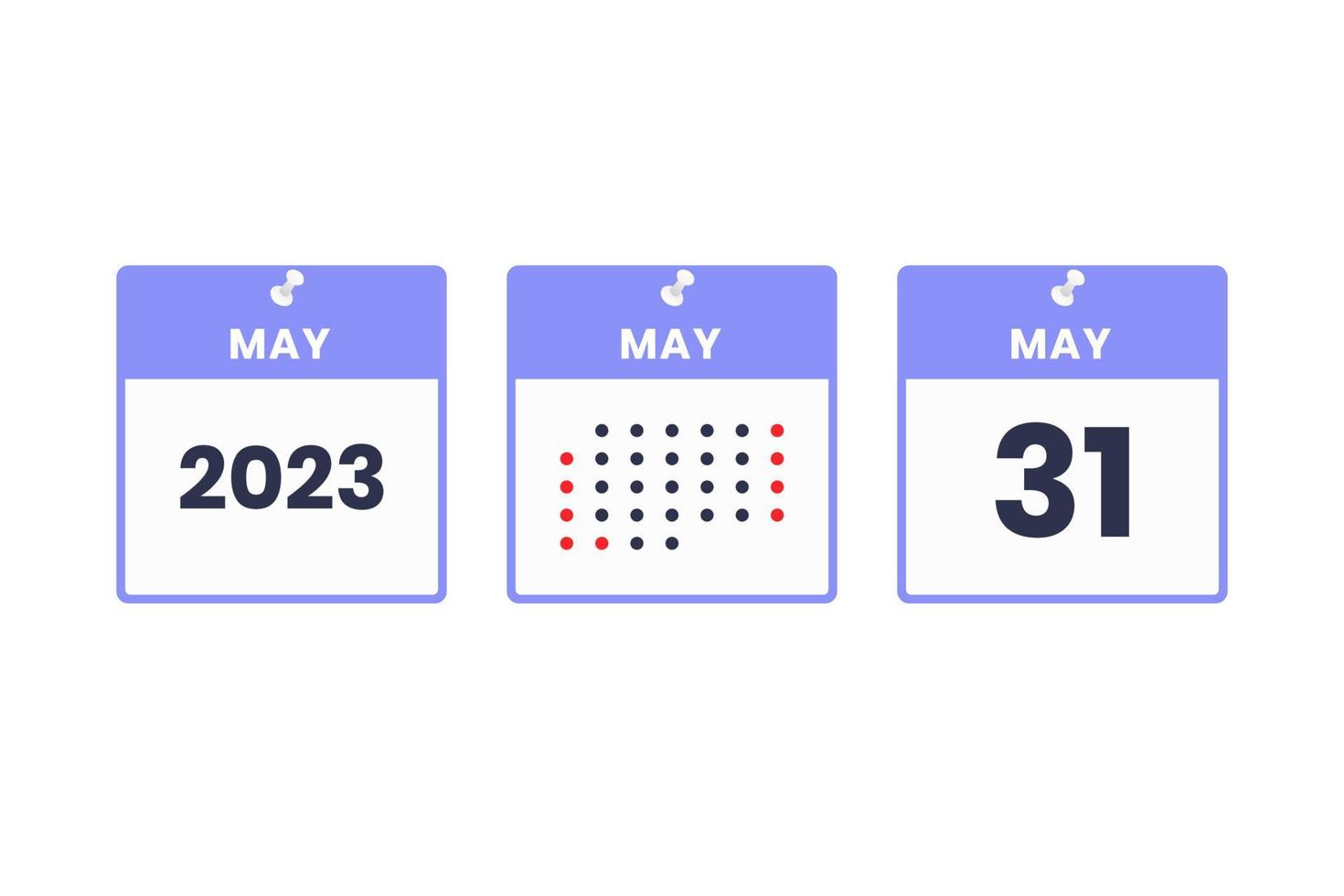May 31 calendar design icon. 2023 calendar schedule, appointment, important date concept vector
