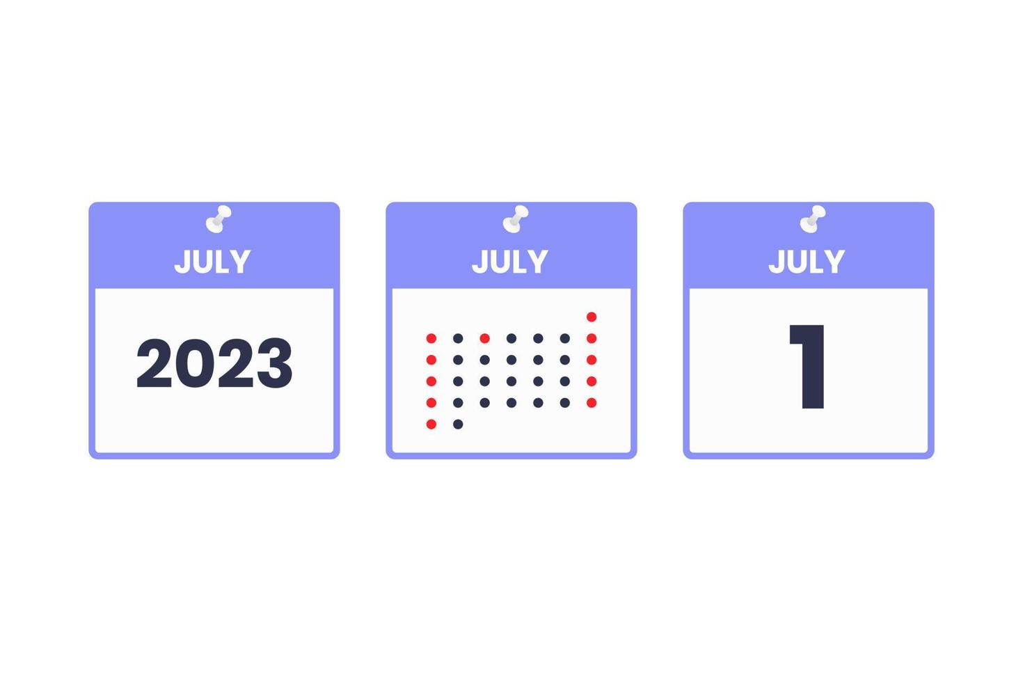 July 1 calendar design icon. 2023 calendar schedule, appointment, important date concept vector
