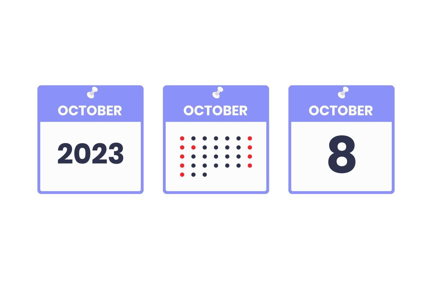 October 8 calendar design icon. 2023 calendar schedule, appointment, important date concept vector