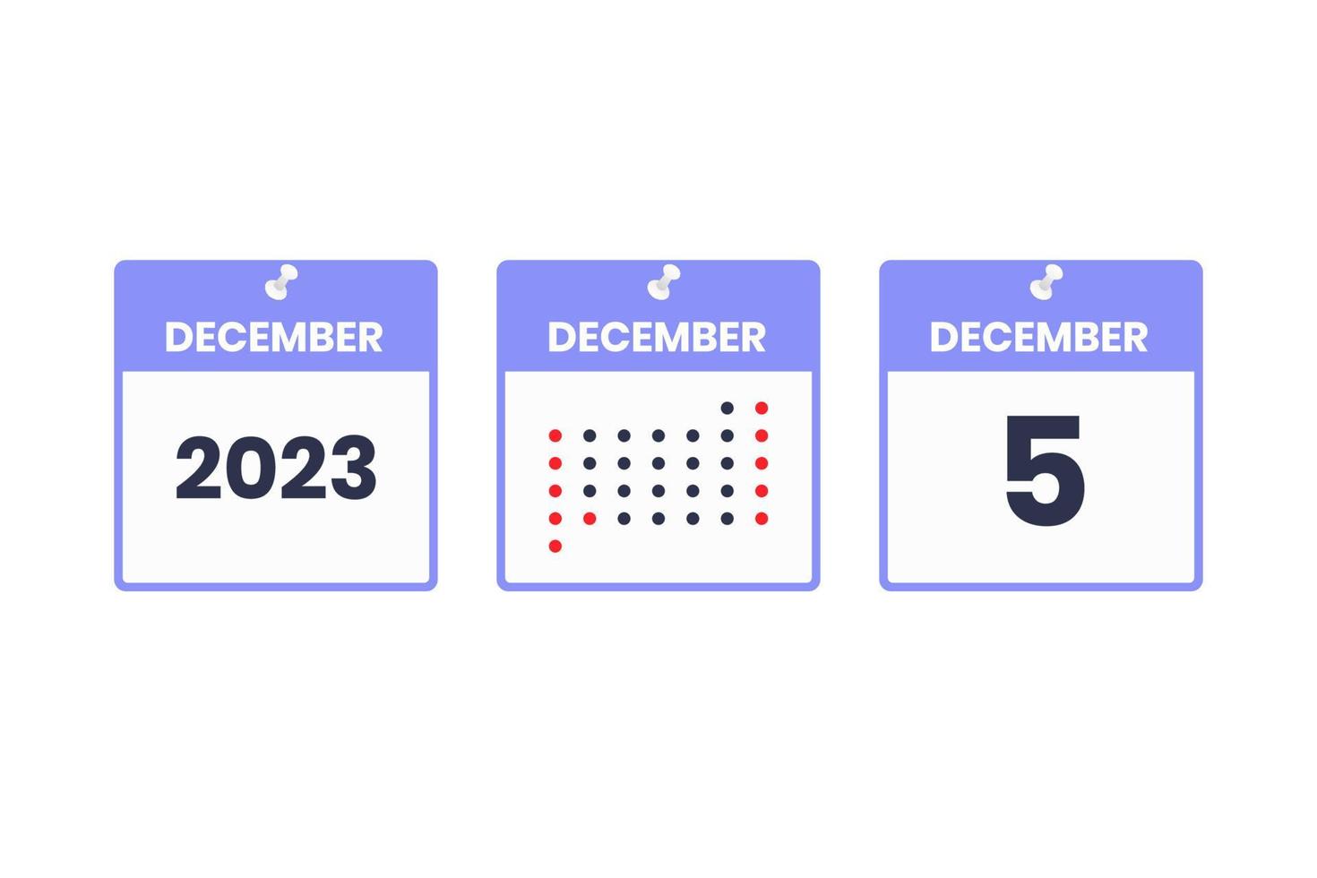 December 5 calendar design icon. 2023 calendar schedule, appointment, important date concept vector