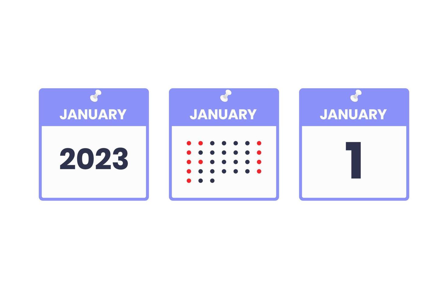 January 1 calendar design icon. 2023 calendar schedule, appointment, important date concept vector