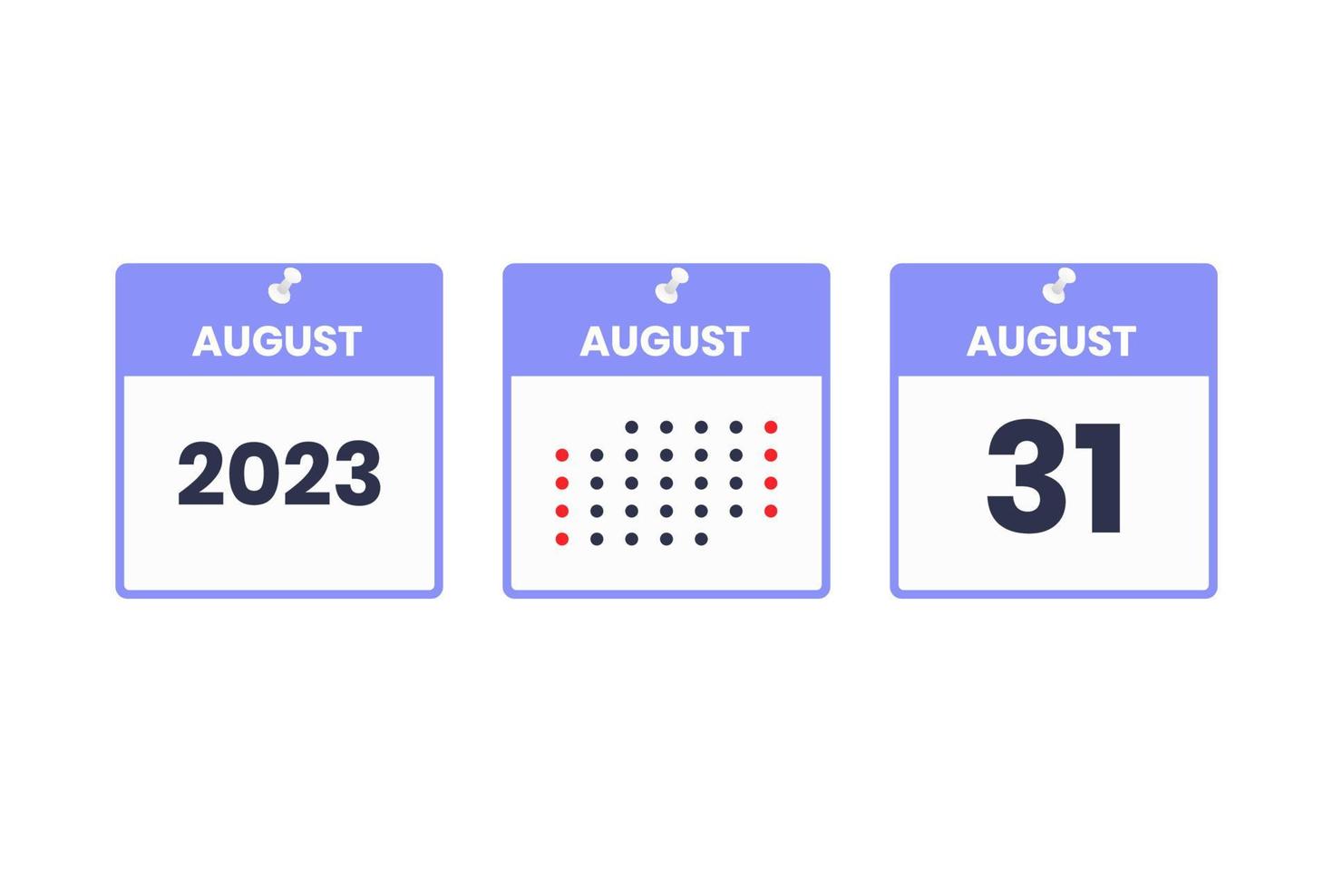 August 31 calendar design icon. 2023 calendar schedule, appointment, important date concept vector