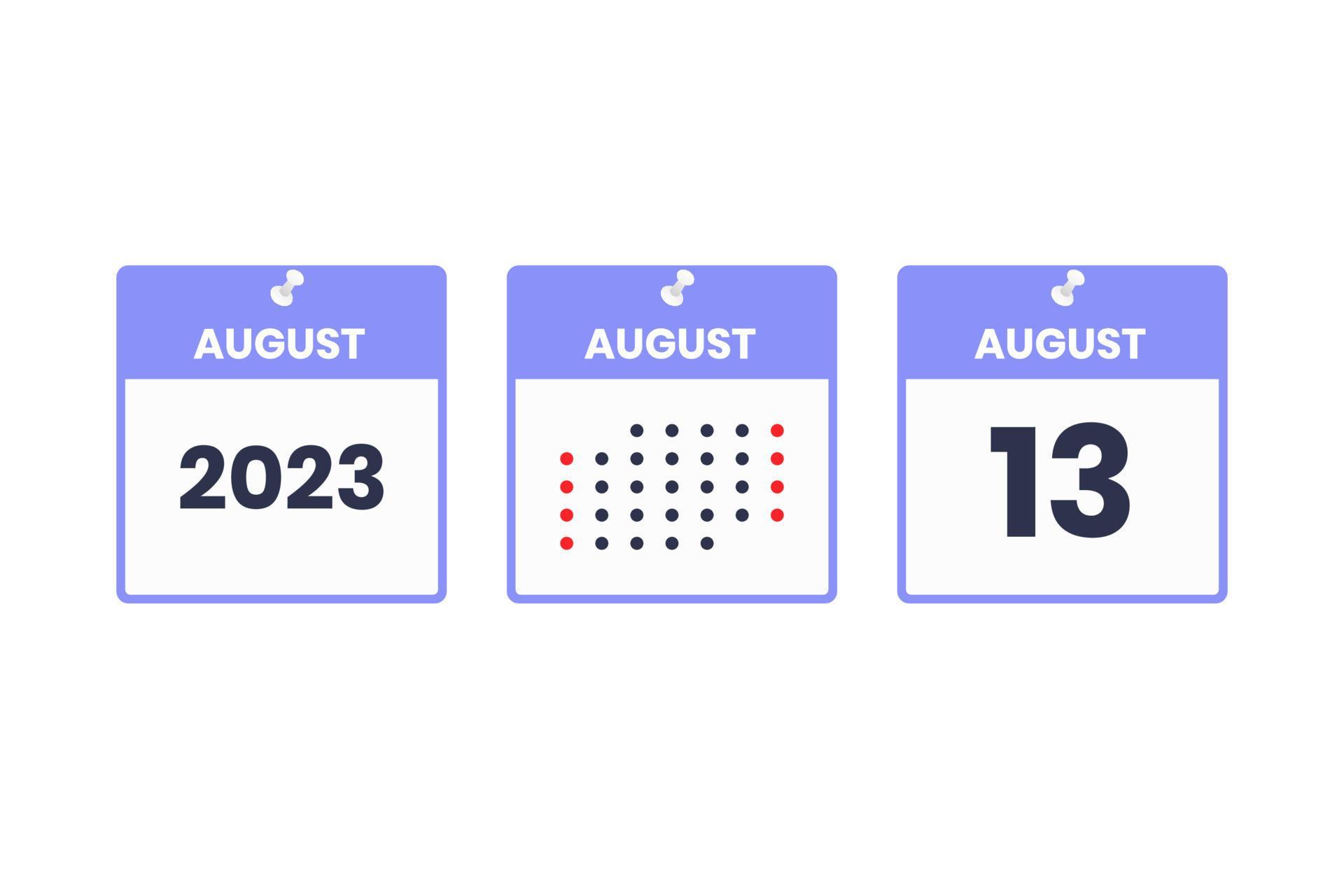 August 13 calendar design icon 2023 calendar schedule appointment August 13 calendar design icon 2023 calendar schedule appointment