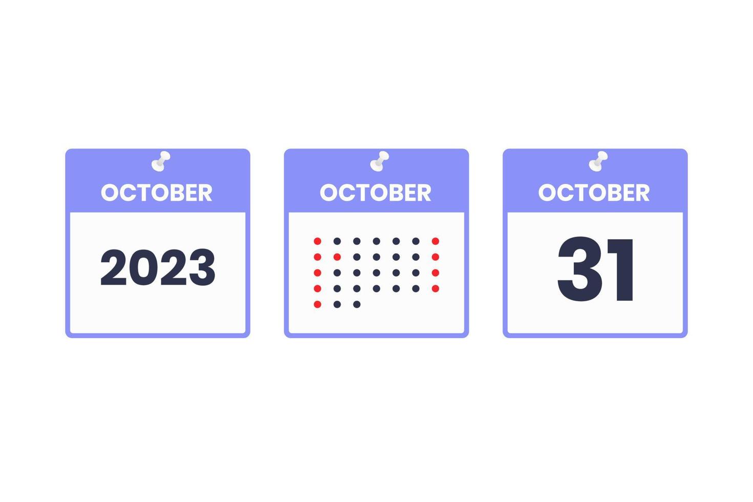 October 31 calendar design icon. 2023 calendar schedule, appointment, important date concept vector