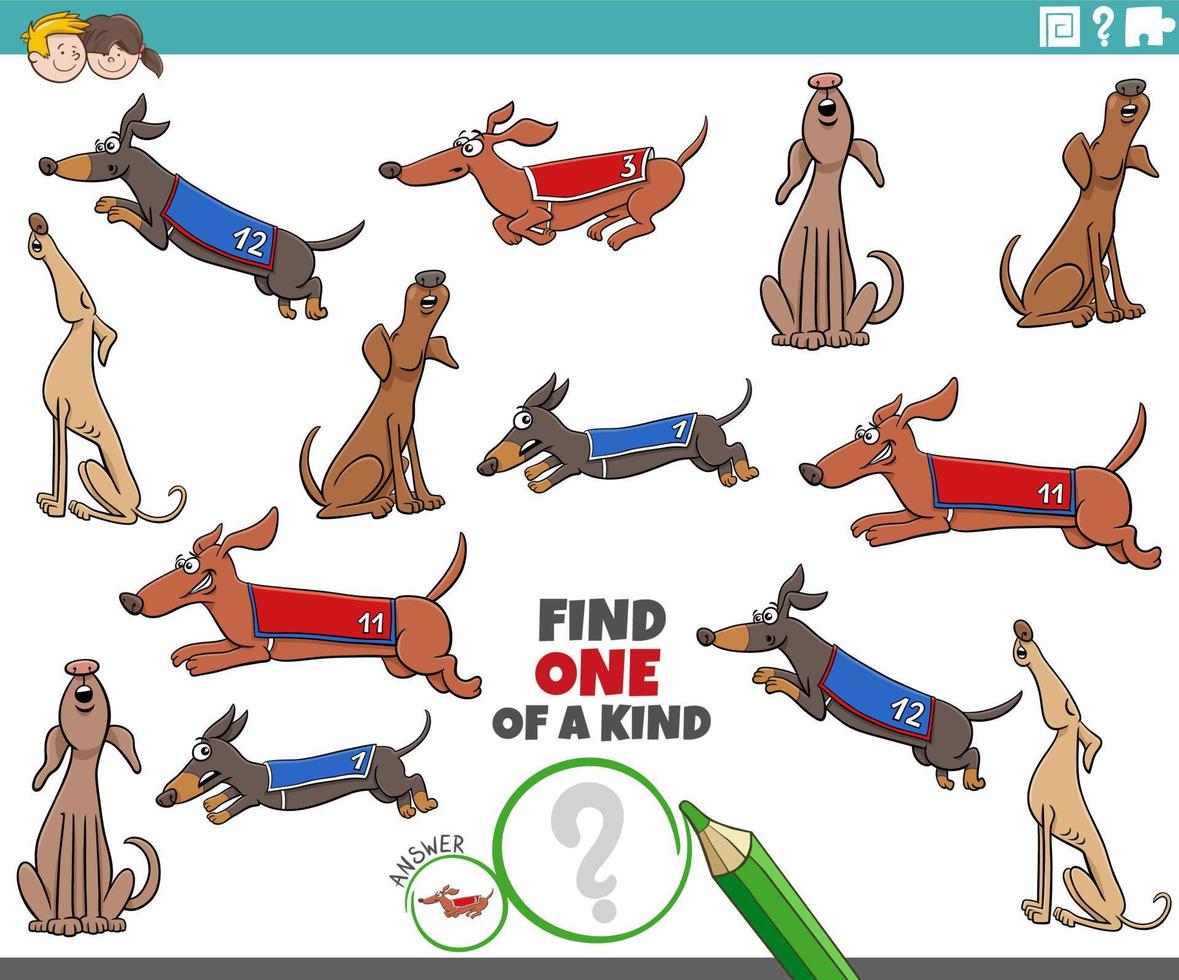 one of a kind task with funny cartoon dogs vector
