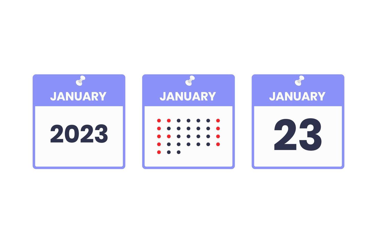 January 23 calendar design icon. 2023 calendar schedule, appointment, important date concept vector