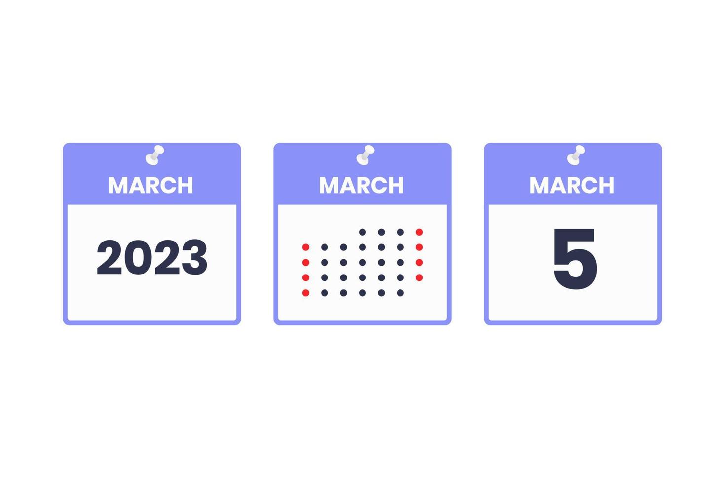 Che Giorno è Il 5 Marzo icono de diseño de calendario del 5 de marzo. calendario 2023, cita