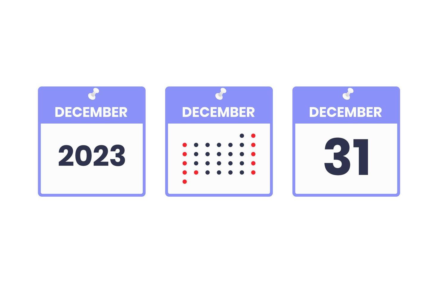 December 31 calendar design icon. 2023 calendar schedule, appointment, important date concept vector