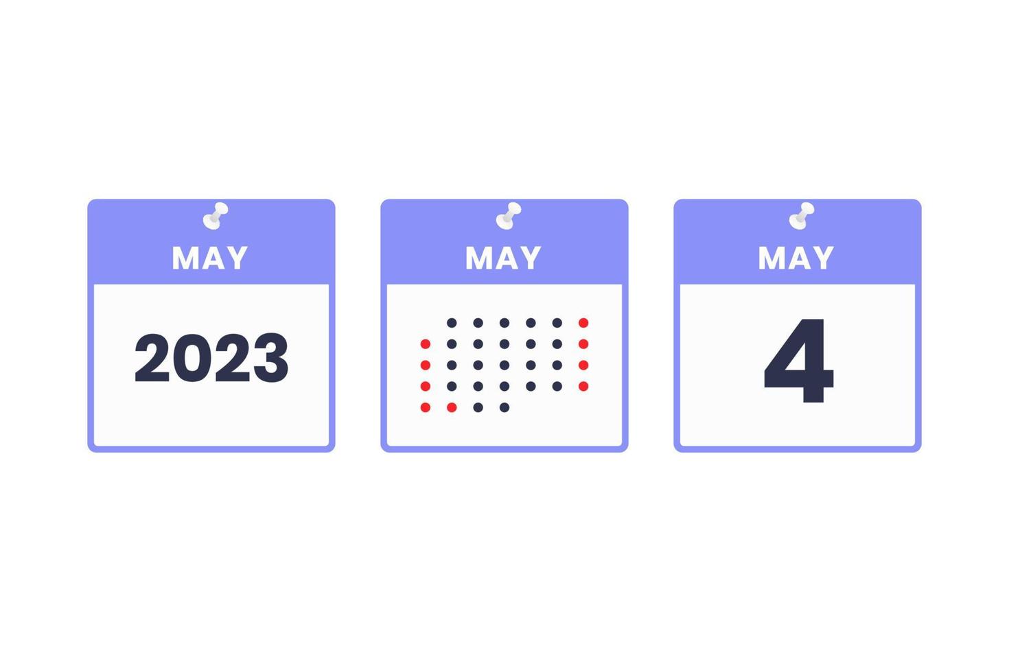 May 4 calendar design icon. 2023 calendar schedule, appointment, important date concept vector