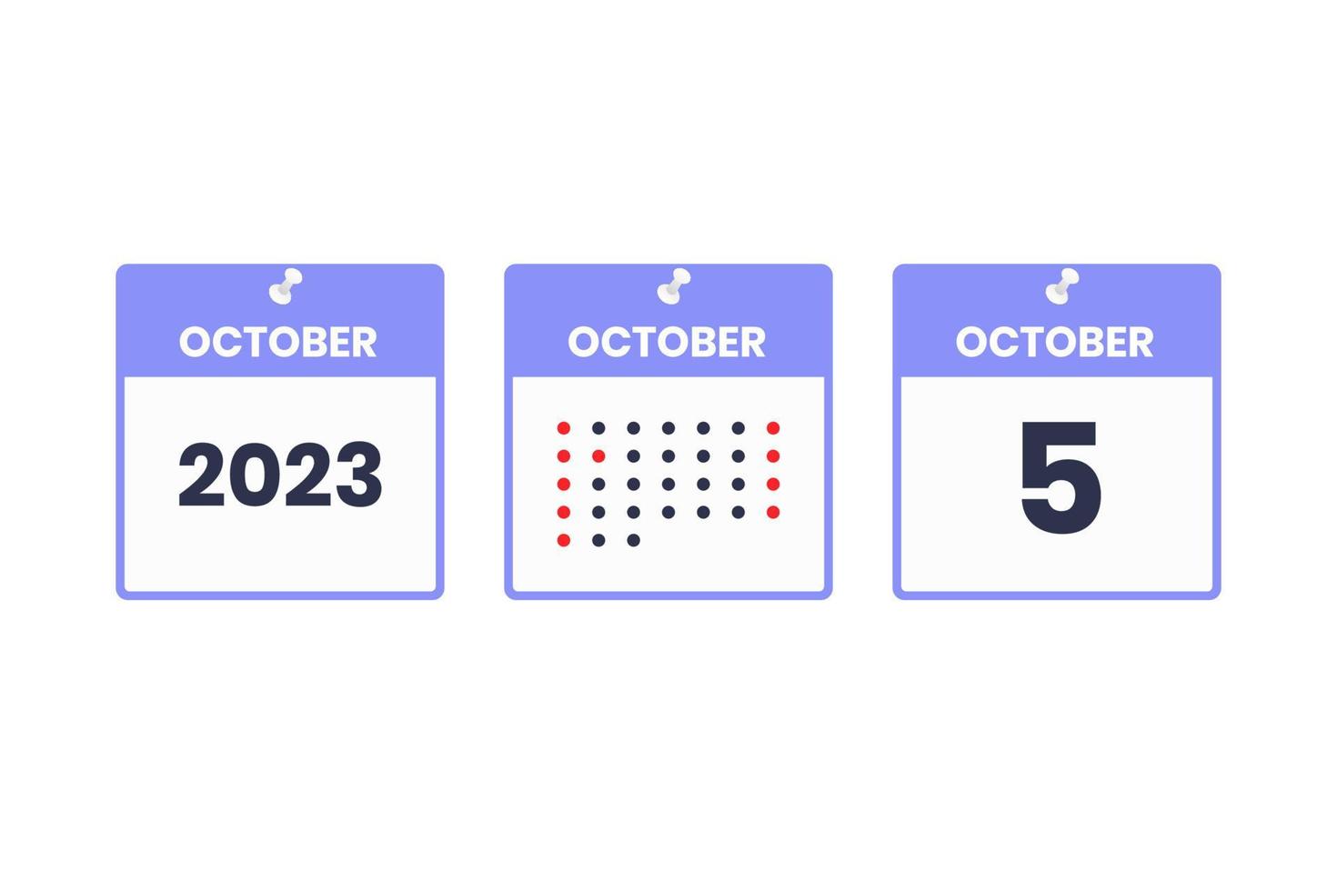 October 5 calendar design icon. 2023 calendar schedule, appointment, important date concept vector