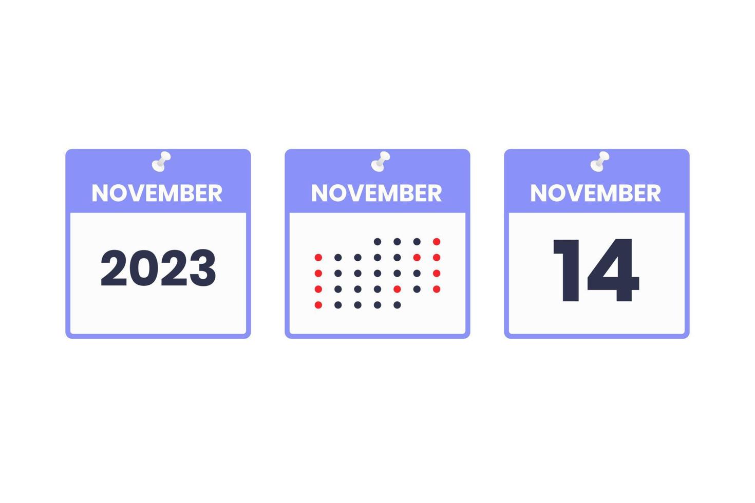 November 14 calendar design icon. 2023 calendar schedule, appointment, important date concept vector