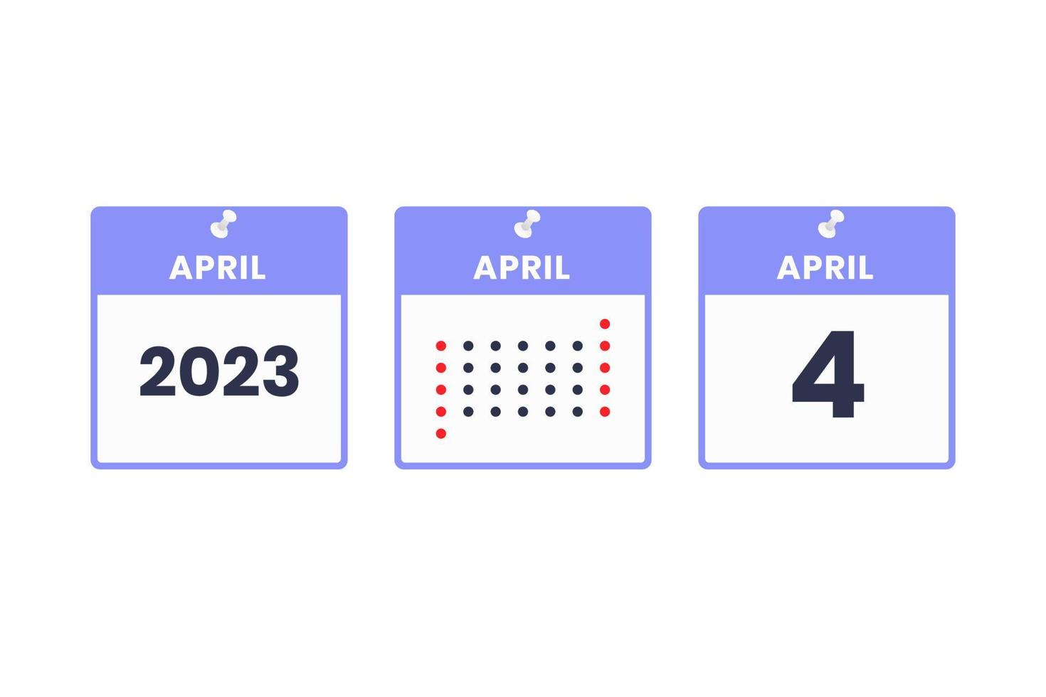 April 4 calendar design icon. 2023 calendar schedule, appointment, important date concept vector