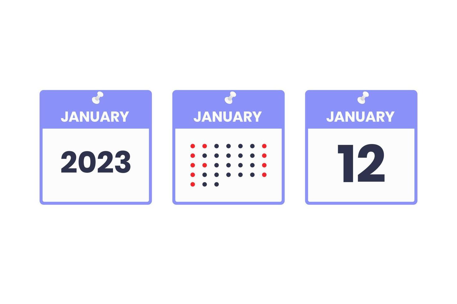 January 12 calendar design icon. 2023 calendar schedule, appointment, important date concept vector