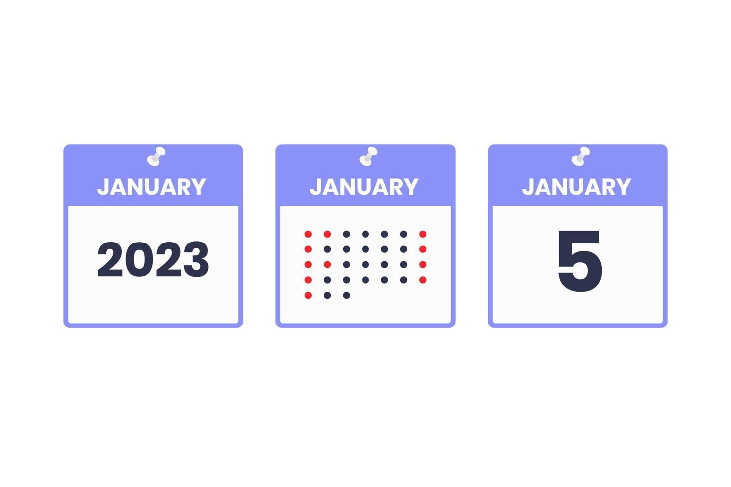 January 5 calendar design icon. 2023 calendar schedule, appointment, important date concept vector