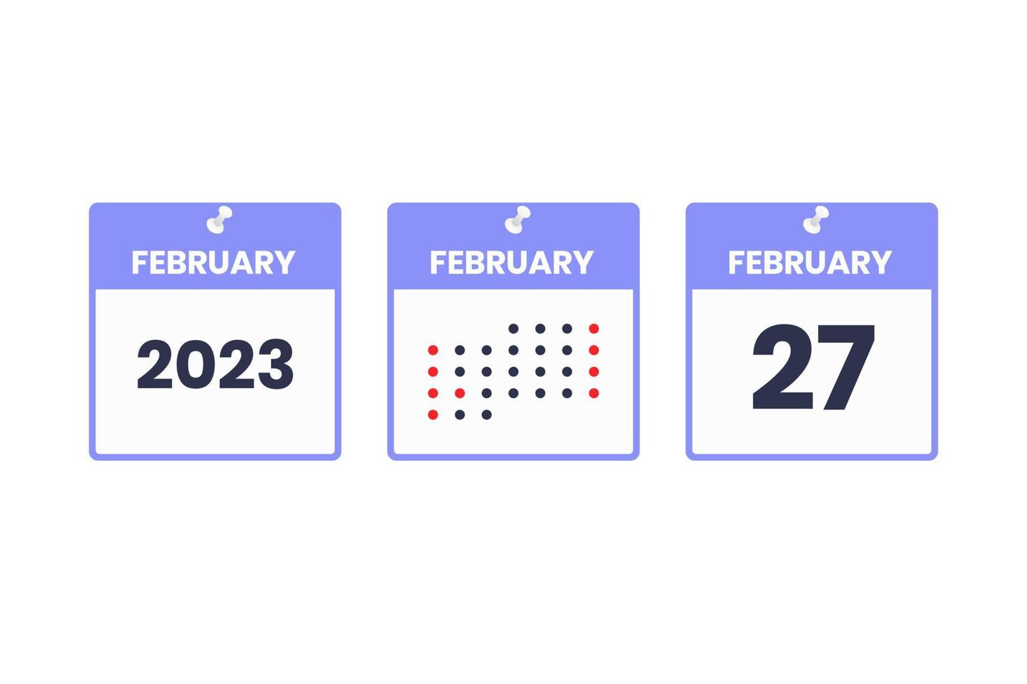 February 27 calendar design icon. 2023 calendar schedule, appointment, important date concept vector