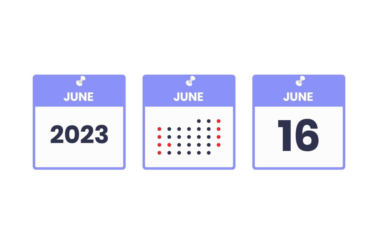 June 16 calendar design icon. 2023 calendar schedule, appointment, important date concept vector