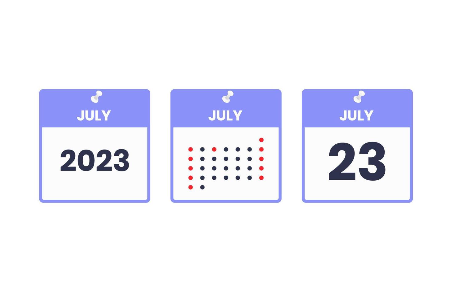 July 23 calendar design icon. 2023 calendar schedule, appointment, important date concept vector