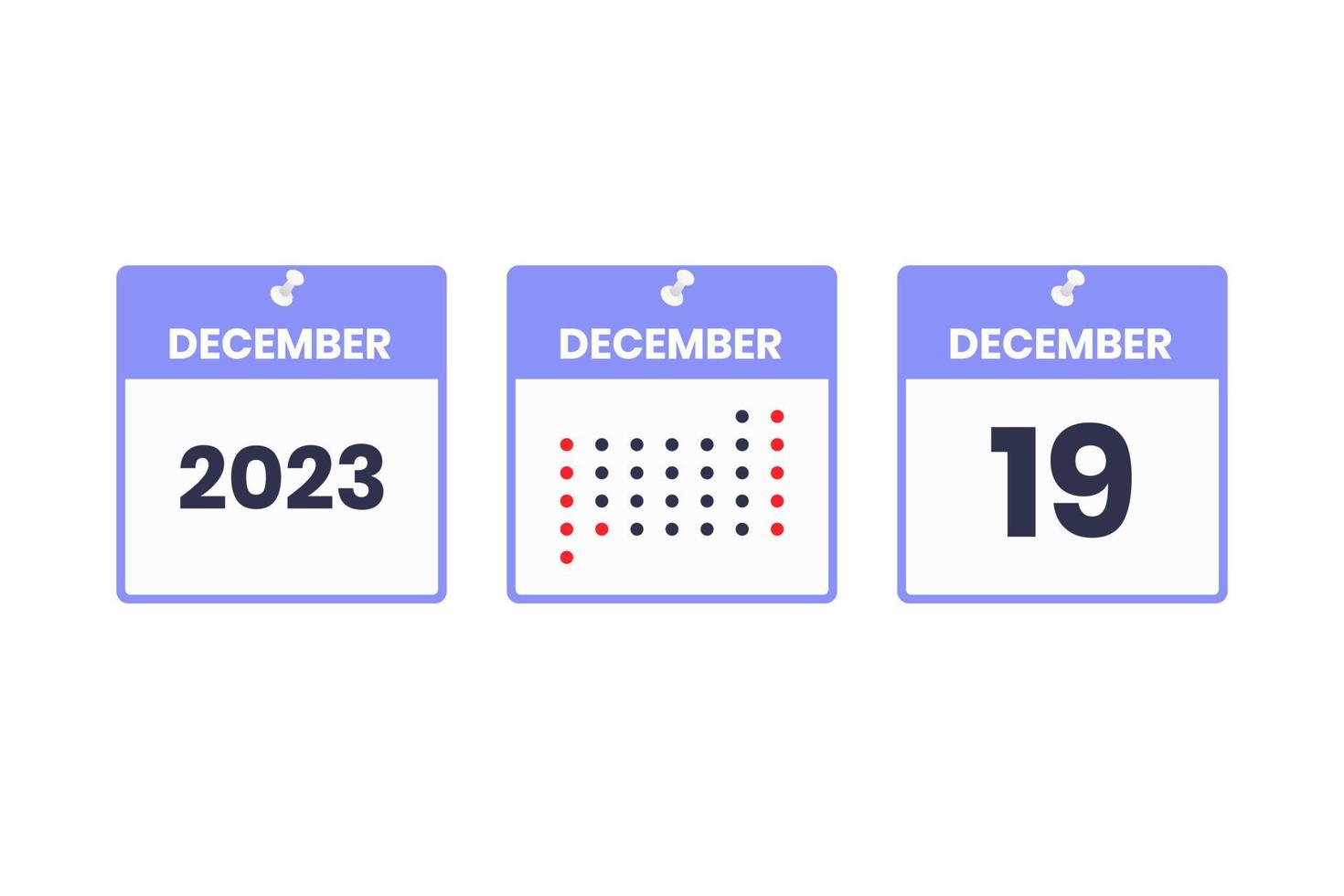 December 19 calendar design icon. 2023 calendar schedule, appointment, important date concept vector