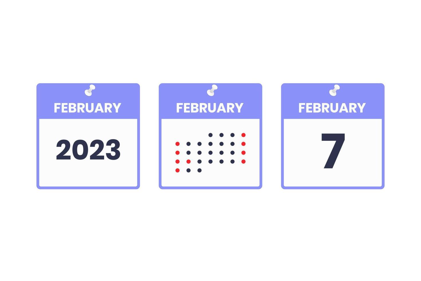 February 7 calendar design icon. 2023 calendar schedule, appointment, important date concept vector