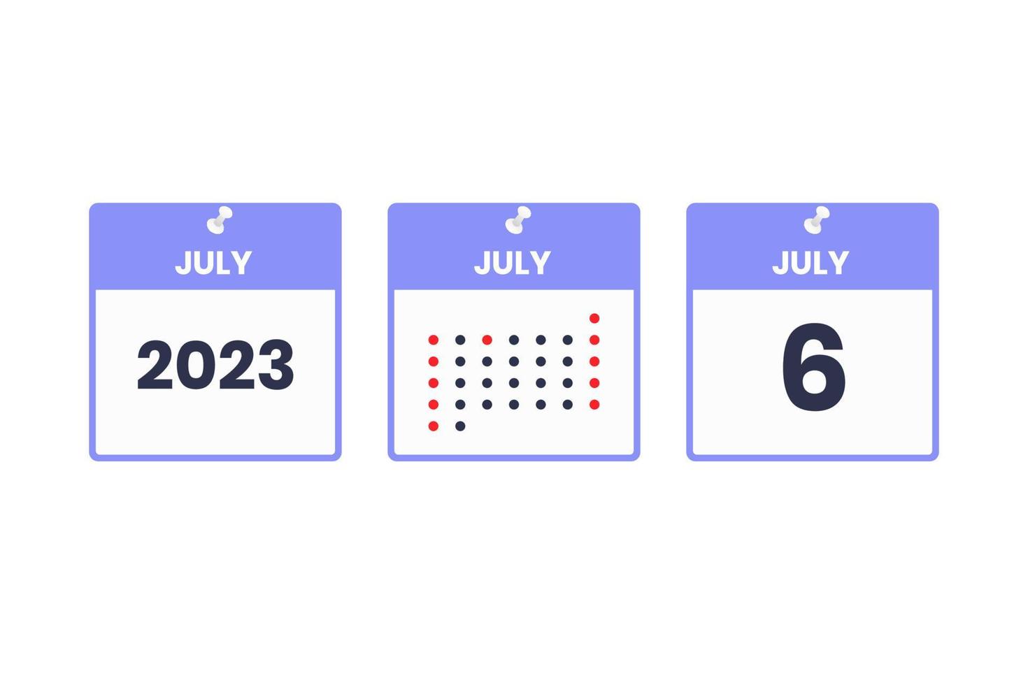 July 6 calendar design icon. 2023 calendar schedule, appointment, important date concept vector