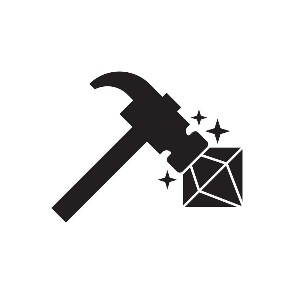 Hammer and diamond vector icon for apps and websites