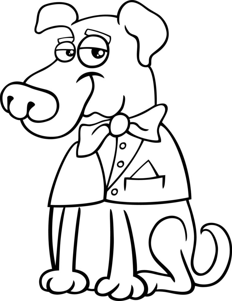 dibujos animados elegante perro animal personaje página para colorear vector