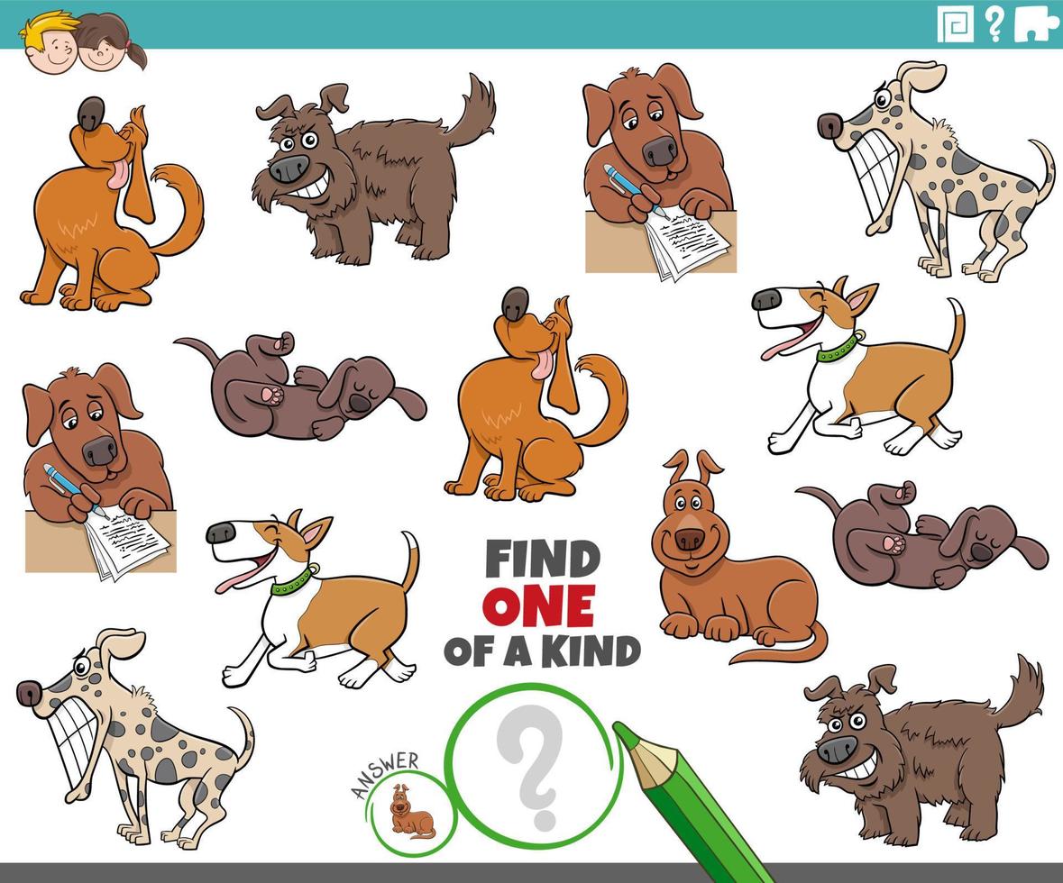 one of a kind activity with funny cartoon dogs vector