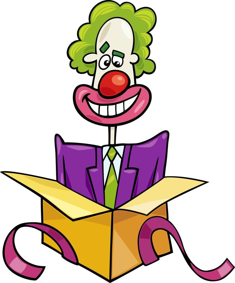 cartoon clown coming out of the box vector