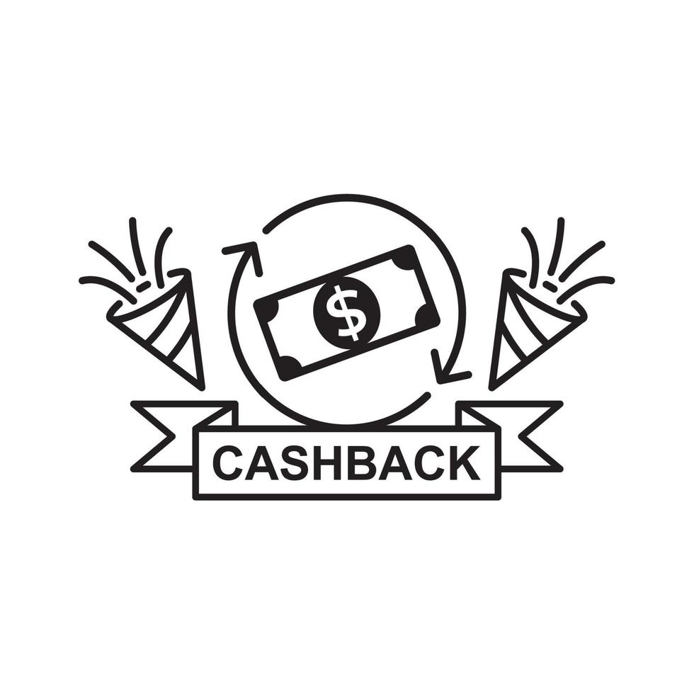 cashback icon, money back, cash back rebate, Financial services, savings account. mobile payments for purchases vector