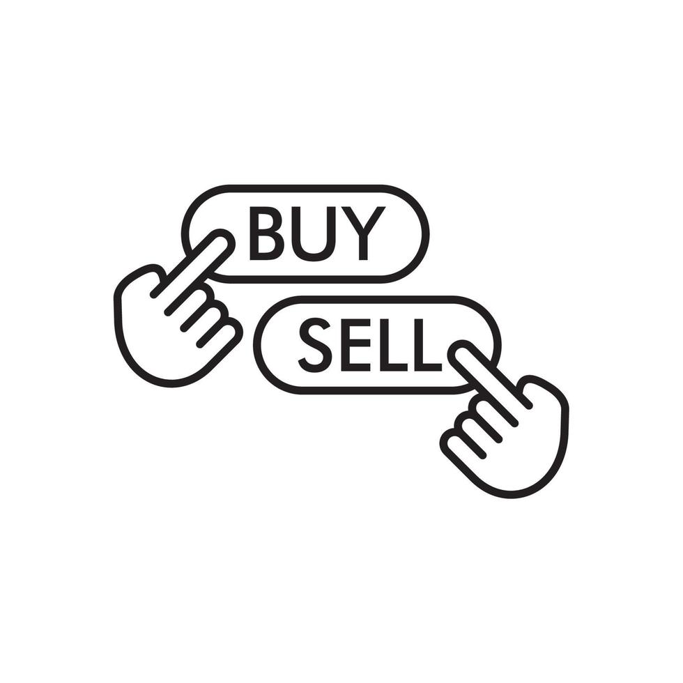 Buy and sell buttons in the stock market. buy and sell over the Stock market chart, Stock market exchange data business trading concept vector