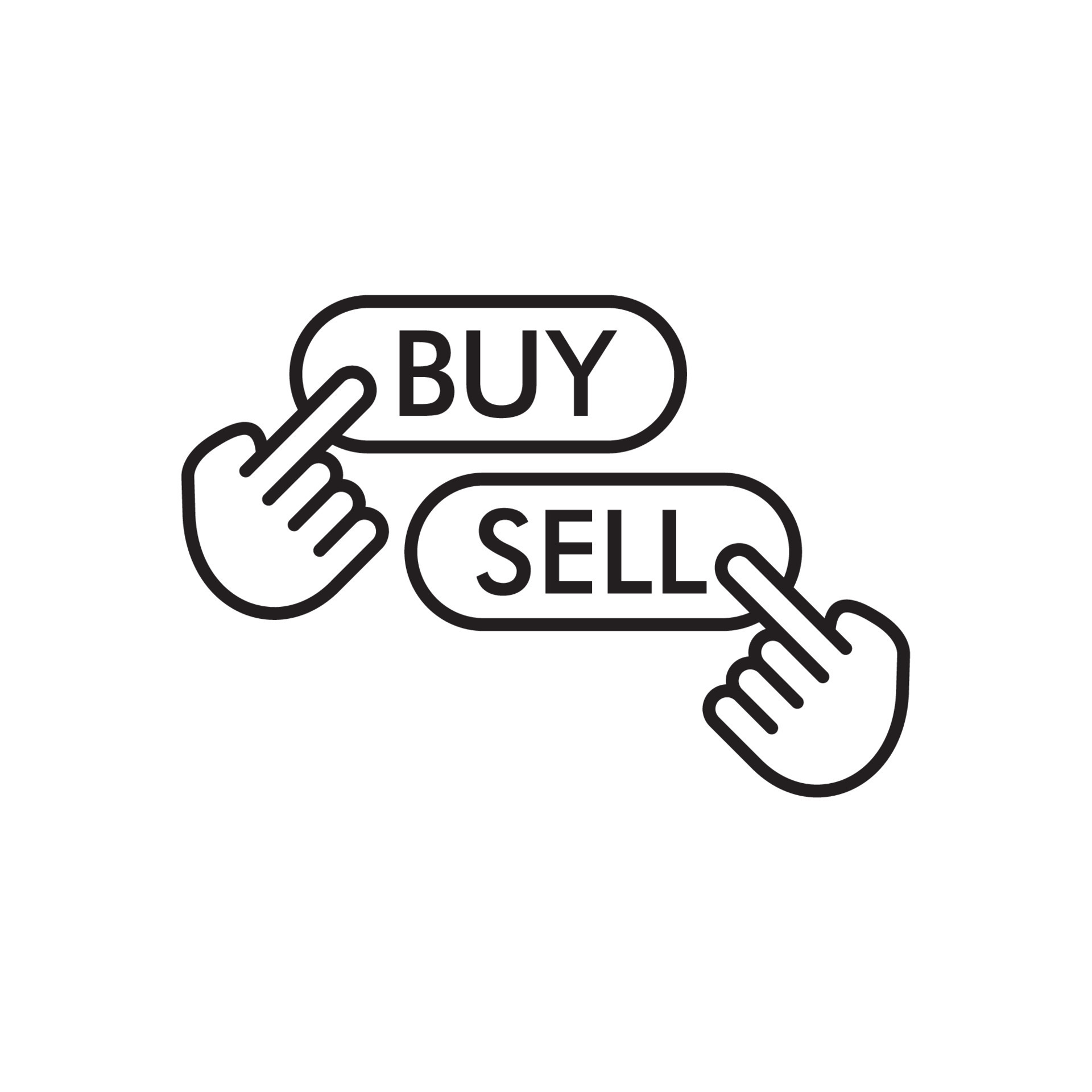 Buy and sell buttons in the stock market. buy and sell over the Stock
