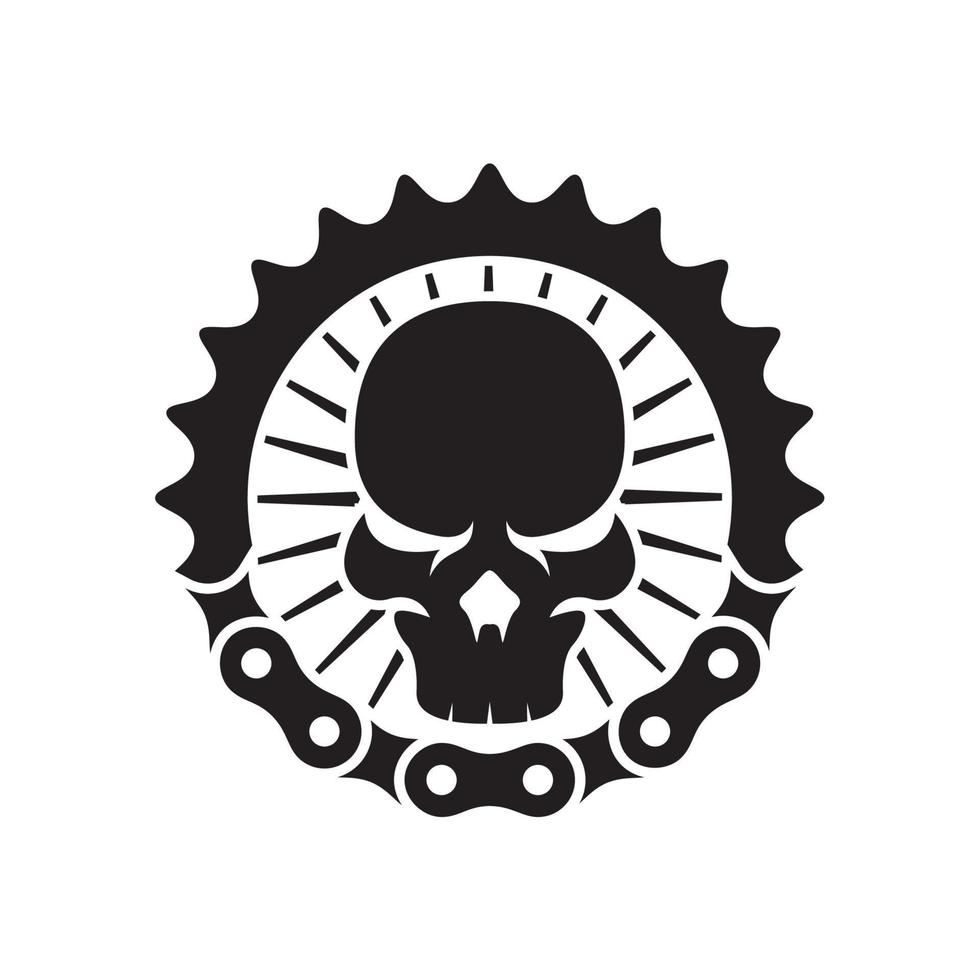 Skull chain vector template. Gear and chain icon for motorcycles club or community