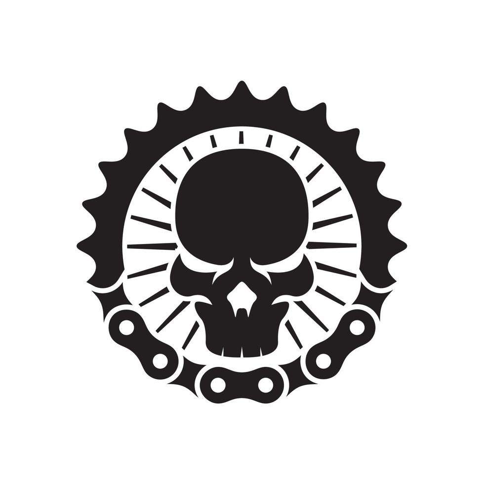 Skull chain vector template. Gear and chain icon for motorcycles club or community