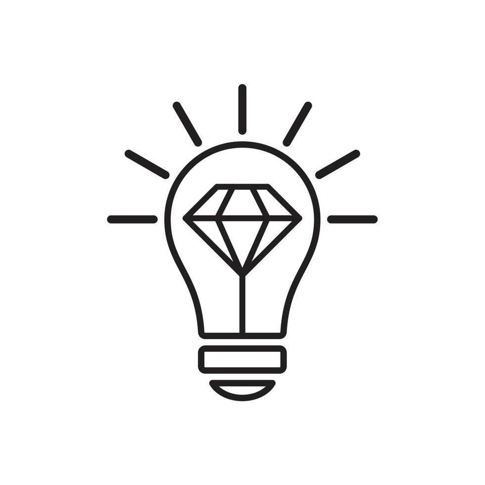 Brilliant idea, light bulb with diamond icon. Process of creation brilliant concepts. vector
