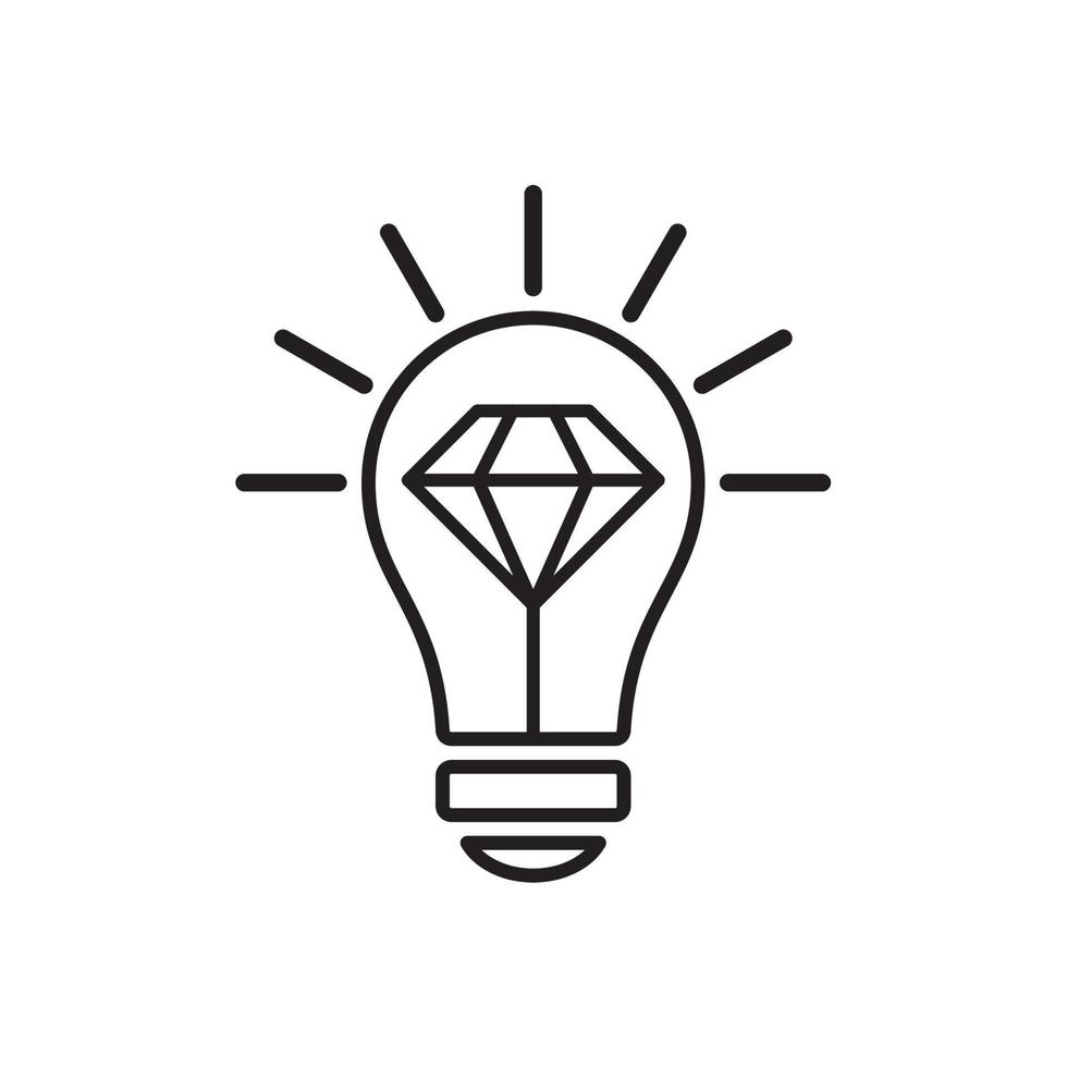 idea brillante, bombilla con icono de diamante. proceso de creación de conceptos brillantes. vector