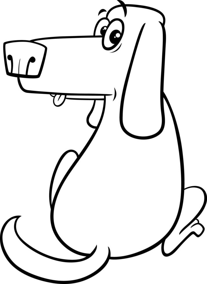 cartoon surprised dog animal character coloring page vector