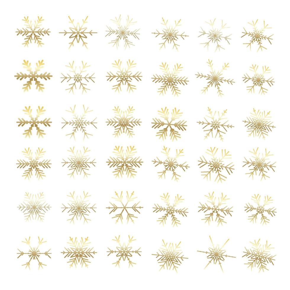 Vector set of different snowflakes