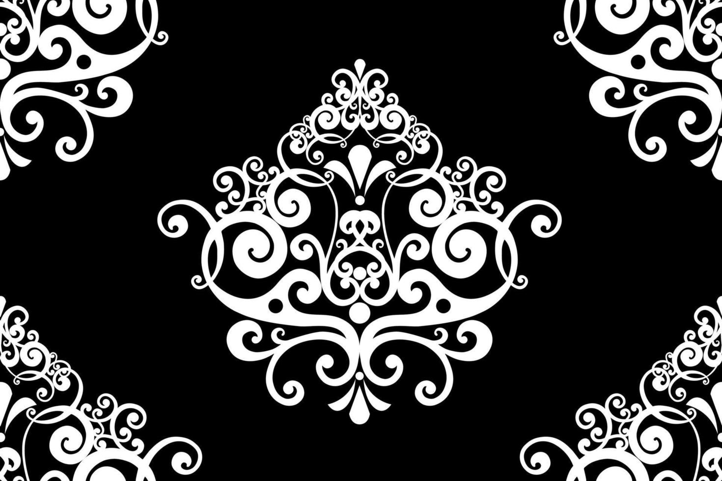 Remolino de ornamento de pergamino barroco vintage de damasco vectorial. remolino del escudo heráldico del monograma victoriano. retro floral patrón de hojas frontera follaje antiguo acanto caligrafía grabado tatuaje. patrones sin fisuras vector