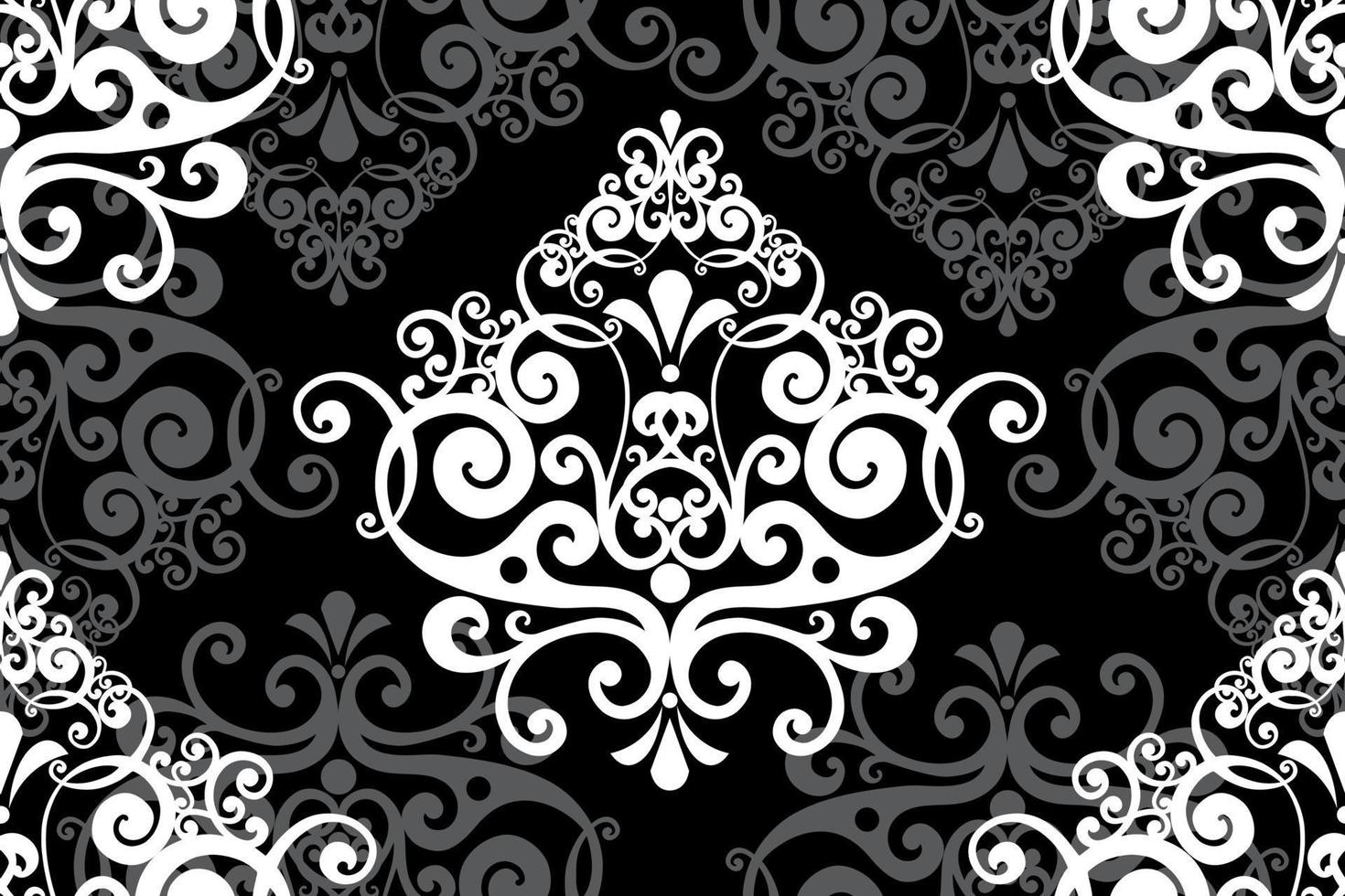 Vector damask vintage baroque scroll ornament swirl. Victorian monogram heraldic shield swirl. Retro floral leaf pattern border foliage antique  acanthus calligraphy engraved tattoo. Seamless pattern