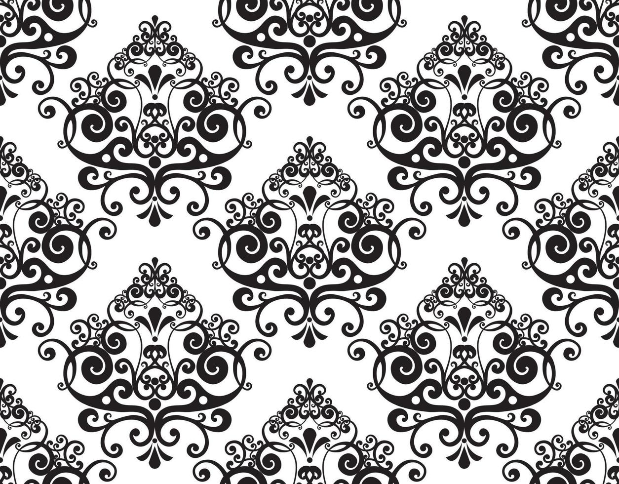 Remolino de ornamento de pergamino barroco vintage de damasco vectorial. remolino del escudo heráldico del monograma victoriano. retro floral patrón de hojas frontera follaje antiguo acanto caligrafía grabado tatuaje. patrones sin fisuras vector