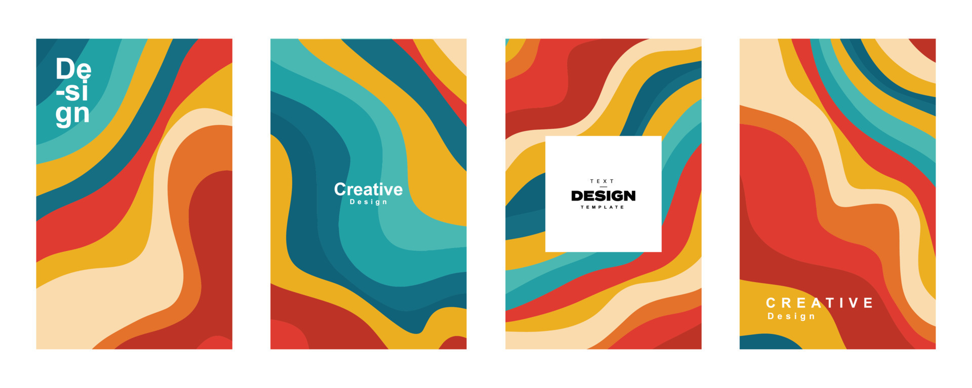 Set of abstract fluid poster template in colorful shape design