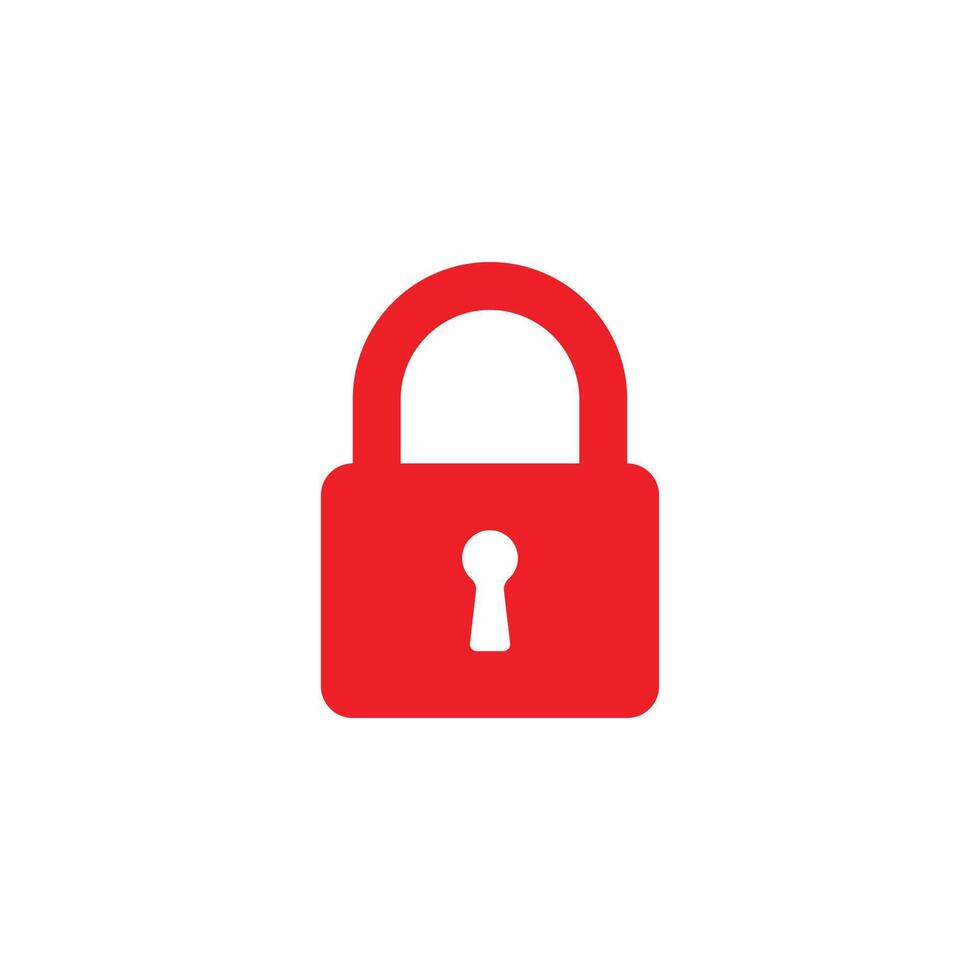 eps10 red vector security padlock solid art icon isolated on white background. closed lock filled symbol in a simple flat trendy modern style for your website design, logo, and mobile application