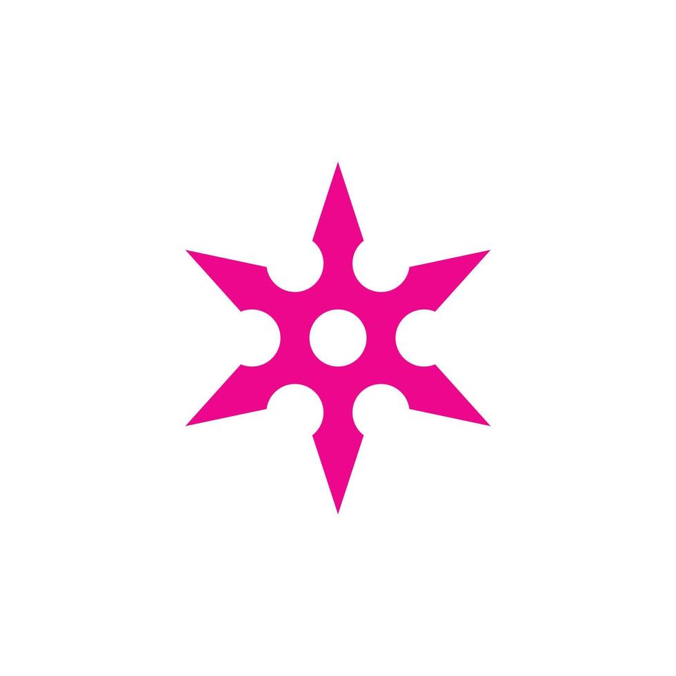 eps10 pink vector Ninja shuriken throwing star abstract icon isolated on white background. Metal shuriken symbol in a simple flat trendy modern style for your website design, logo, and mobile app