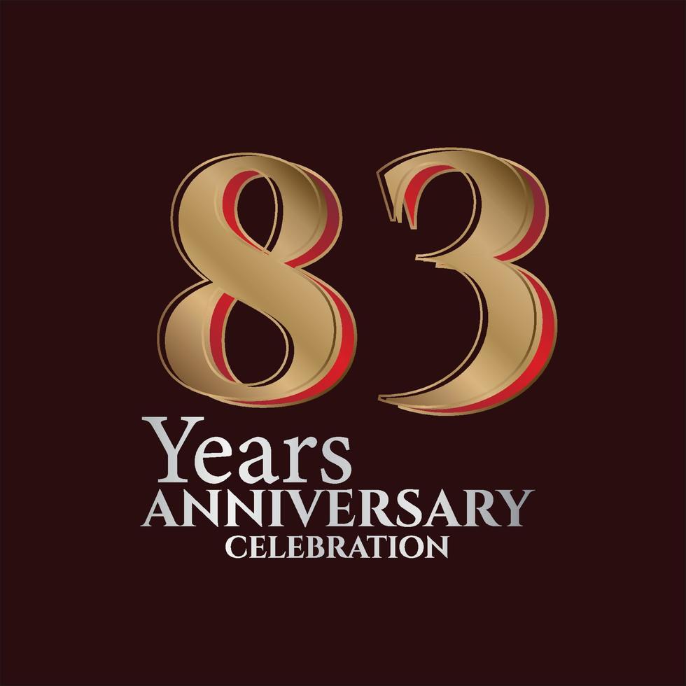 83rd Years Anniversary Logo Gold and red Colour isolated on elegant background, vector design for greeting card and invitation card