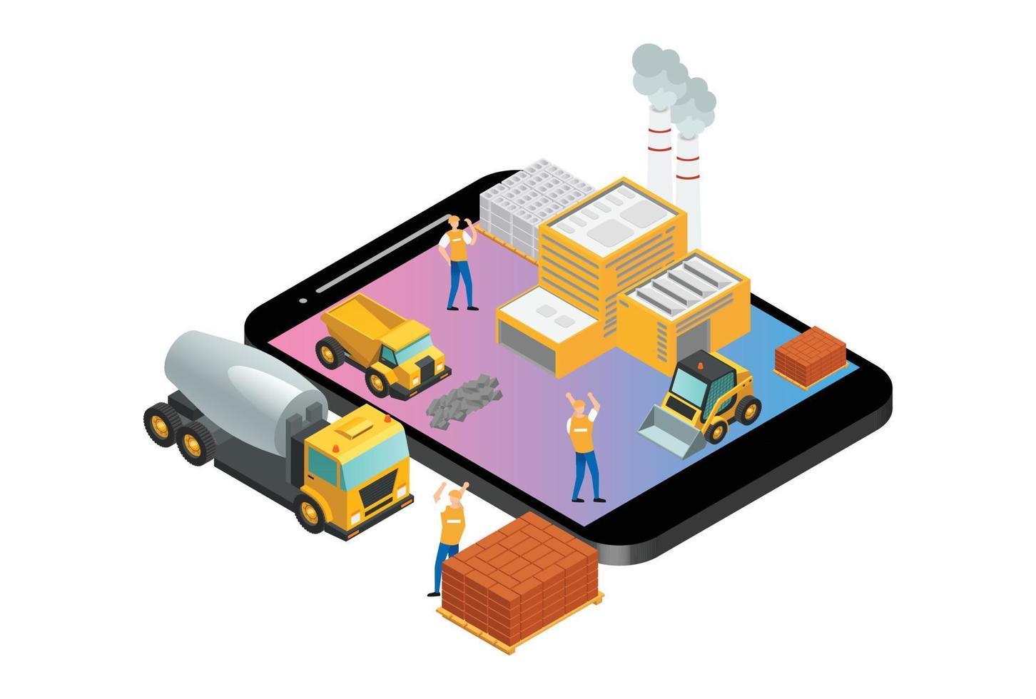 Modern Isometric Smart Factory Monitoring System, Suitable for Diagrams, Infographics, Illustration, And Other Graphic Related Assets vector