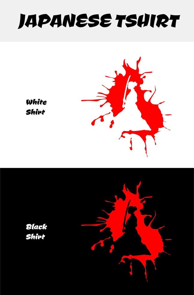 female samurai vector illustration. silhouette japan samurai vector for design t shirt concept.