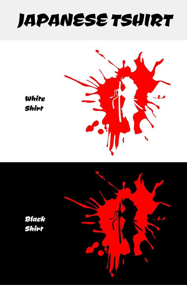 blood splatter. samurai vector illustration. silhouette japan samurai vector for design t shirt concept. silhouette samurai.